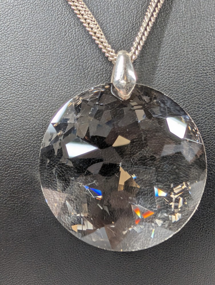 Kenneth Cole Vintage Round Faceted Crystal Pendant Necklace 36″