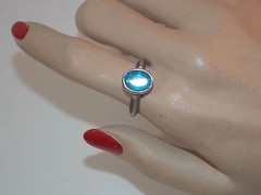 Sterling Silver 8×10 Oval London Blue Topaz Bezel size 7.5 Ring 5g 9f 34