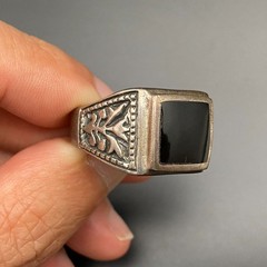 Vintage Black Onyx Sterling Silver Ring Size 11.25