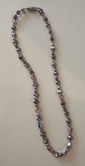 Vtg Freshwater Pearl Beaded Necklace Pink Gray Faceted Crystal 16” Art Beauty 86