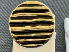 Vintage J Ment Bold Clip Earrings Chunky Runway Statement Gold Tone Button 80s