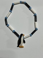 Stunning Flying Colors Hand Painted Ceramic Penguin Pendant necklace vintage