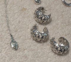 Beautiful SILVER Tone, Vintage ESTATE jewelry lot pendant, necklace, bracelet