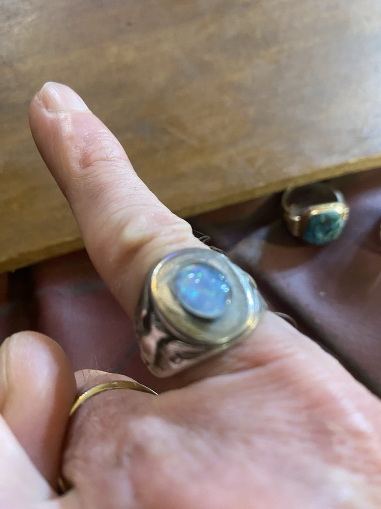 sterling silver ring Opal Thunderbird Sz7.75wght9.6grams