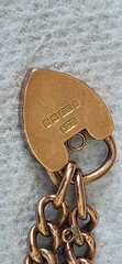 Antique 9K Yellow Gold Curb Chain Bracelet Padlock Edwardian