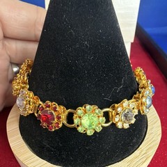 Judy Lee Vintage Gold-Plated Multicolor Rhinestone Jewelry Set Bracelet Ring Ne…