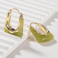 Acrylic Gold Hoop Earrings Chunky Huggie Statement Vintage Earrings Cute Resin D