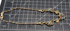 Vintage Barclay Signed Rhinestone Floral Bib Necklace Multicolor Statement