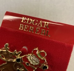 Edgar Berebi Christmas Cowboy Santa Riding Reindeer Brooch Pin Made in India