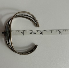 925 Sterling Silver Mother Of Pearl Enamel Cuff Bracelet Child 5.50in Mexico VTG