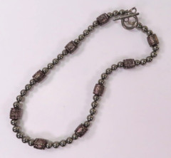 Vintage Silver and Copper Tone Metal Bead Necklace 18″
