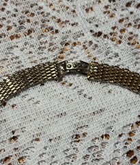 Vtg 1950s 24kGB Gold Bonded Mesh Choker Necklace Bracelet Set Pink Cabochon MCM