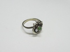 Vintage USSR sterling silver ring 875 star, nephritis, 2,57 gr, ring size 6,5.