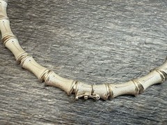Vintage Sterling Silver 925 Italy Bamboo Link Chunky Chain Choker Necklace 25g
