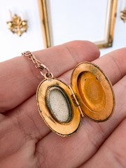 Antique Gold Filled Starburst Locket on Antique Watch Chain – 16.5”