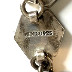 Vtg Mexico 925 sterling Silver Black Onyx Hexagon Geometric Toggle Bracelet 6.5