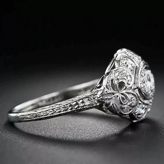 Vintage Style 2CT Lab Created Diamond Ring 14K Gold Over Marquise Shape Cocktail