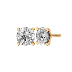 Round Lab Grown Diamond Stud Earrings 14K Gold Solitaire Everyday Fine Jewelry