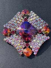 Stunning Vintage Watermelon AB High End Rhinestone Brooch