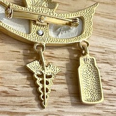 Vintage Tona Nursing Nurse brooch pin, hanging charms.