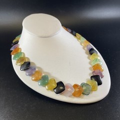 Vintage Lucite 20-Inch Necklace Square Beads Stacked Multicolored