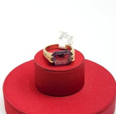 Vtg Sz 7 Ring Lg Purple Cubic Zirconia 18KGE Gold Electroplated Jewelry StyL2