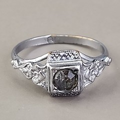 Vintage Art Deco Uncas Ring Paste Stone Silver Tone Antique 7