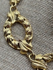 VTG 80’s TRIFARI CHUNKY GOLD-TONE PANEL LEAF & IVY NECKLACE / CLIP ONS NWT & BOX