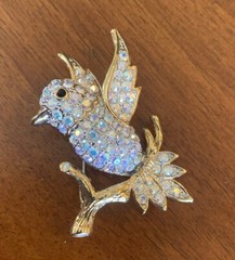 Butler Rhinestone Bird on Branch NOS-Signed