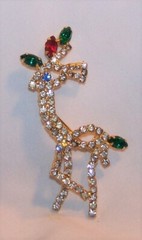 VINTAGE Rhinestone Reindeer Pin/Brooch-Estate Jewelry