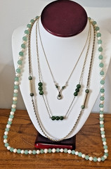 Vintage Gold Fill Real Nephrite Jadeite Cultured Pearl 4 Necklace Lot video USA
