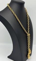 Vintage Lariat Double Dangle Components Polished W/Gold-Tone Rope Chain Unsigned