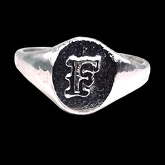 Initial Letter F Signet 925 Sterling Silver Child Baby Woman Pinky Ring Sz 3.25