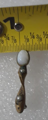 Vintage Metal Bar Pin with Milk Glass Center 2 inches Long