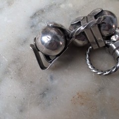 Taxco 980 Silver Mexico Bracelet Link Double Ball Old Pawn Jewelry Los Cocos 36g