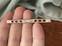 Antique 10k Gold Top Bar Brooch Engraved Flower Design Edwardian Era FJ247