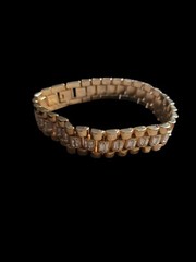 Vintage 80’s Goldtone Rhinstone Bold Bracelet 8.5 In