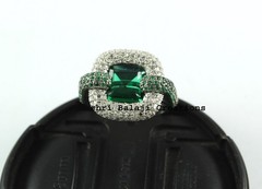 Natural Rosecut Diamond Green Quartz 925 Sterling Silver Ring Jewelry
