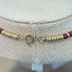 Vintage Egyptian Revival Necklace With Teal Scarab Beads & Red Gold Glass boho