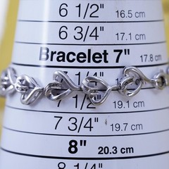 7.5”, vintage Sterling silver tennis bracelet, 925 heart link chain diamonds