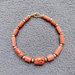 Italy Coral Bracelet 100% Natural Coral Handmade Bracelet Coral Gemstone Jewelry