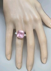Vintage 14k Yellow Gold Engagement Ring 9.07ct. Natural Pink Tourmaline Cushion