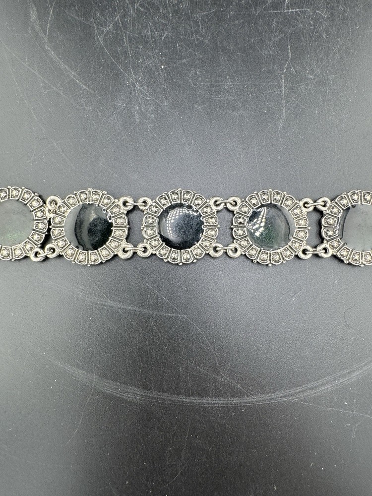 Vtg Green Silver Toned Souvenir Of Morocco Du Maroc Bracelet See Pics