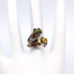 Flower style Not Enhanced Natural Citrine Silver 925 Sterling Ring/ RVS97