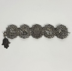 Vintage Silver-Tone Filigree Panel Bracelet De Maroc Morocco Boho Souvenir