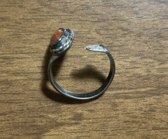 Antique Silver Red Stone Ring Adjustable