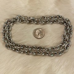 Vtg Grunge Necklace Silver Metal Chain Link Germany Long Hip Hop Statement 6484