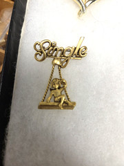 Vtg Danecraft nos gold tone Single girl swinging Pin