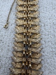 Vintage Francois Wide Gold Tone Ribbon Link Bracelet Textured Statement Panel