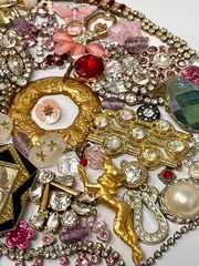 Lot Vintage & Modern Jewelry Parts Broken Repurpose Craft Rhinestones Harvest Z3